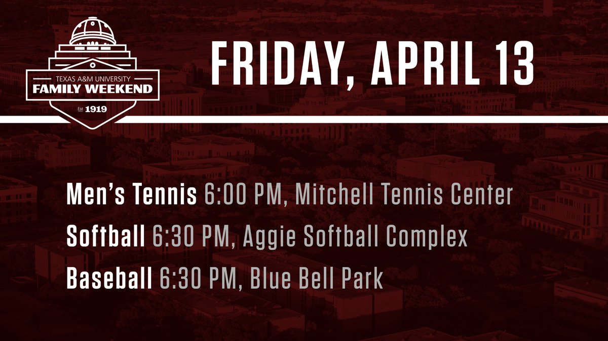 graphic with today's date and a list of sporting events: "Men's Tennis, Softball, Baseball"