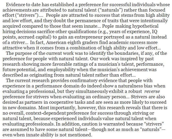 DegenRolf's tweet image. People prefer successful individuals whose achievements are based on talent (“naturals”), but hold ordinary persons dearer if their abilities stem from effort ("strivers"). sciencedirect.com/science/articl…