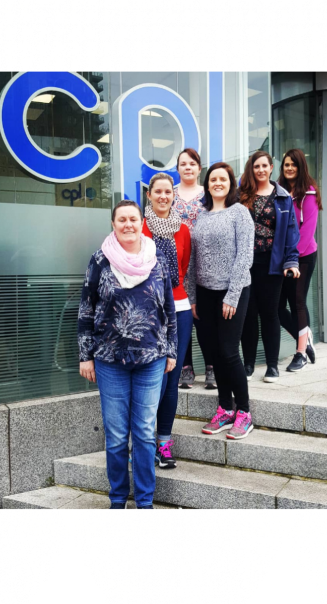Servisource's tweet photo. Our staff taking part in the 'Lunchtime Mile'. Well done to everyone who walked a mile at lunch to promote workplace wellness 🏃@WellbeingDayIRL #Cpl #Servisource #NationalWellbeingDay #LunchTimeMile #workwell18 https://t.co/VQdvh9c8Nh
