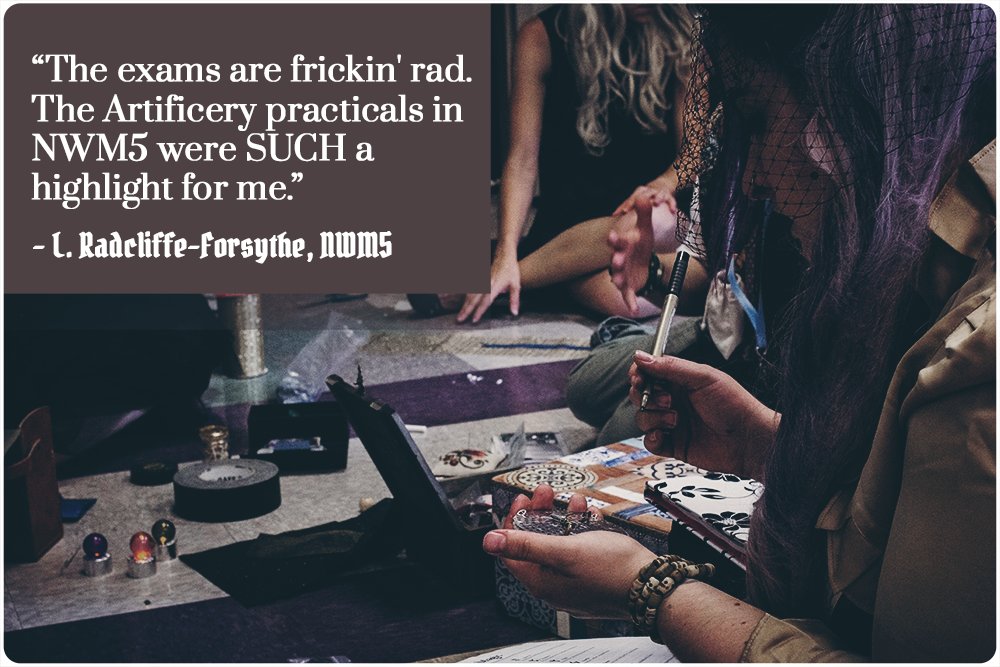 Unsure about attending New World Magischola Semester Two, because of the exams? We take measures to make each exam fun--they are completely opt-in (like everything at our games) and designed to be creative LARP mods for you to enjoy.
