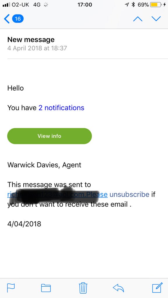 Nelsonbuild's tweet photo. Hi @WarwickADavis seems your agent is trying to get hold of me. 😂 might be a scam not too sure. https://t.co/c8bZKfqdB8
