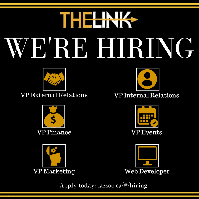 TheLinkWLU's tweet photo. THE LINK IS NOW HIRING for the 2018-2019 team! You don't want to miss out on this amazing opportunity! #linklove https://t.co/mg8VnCcnpf