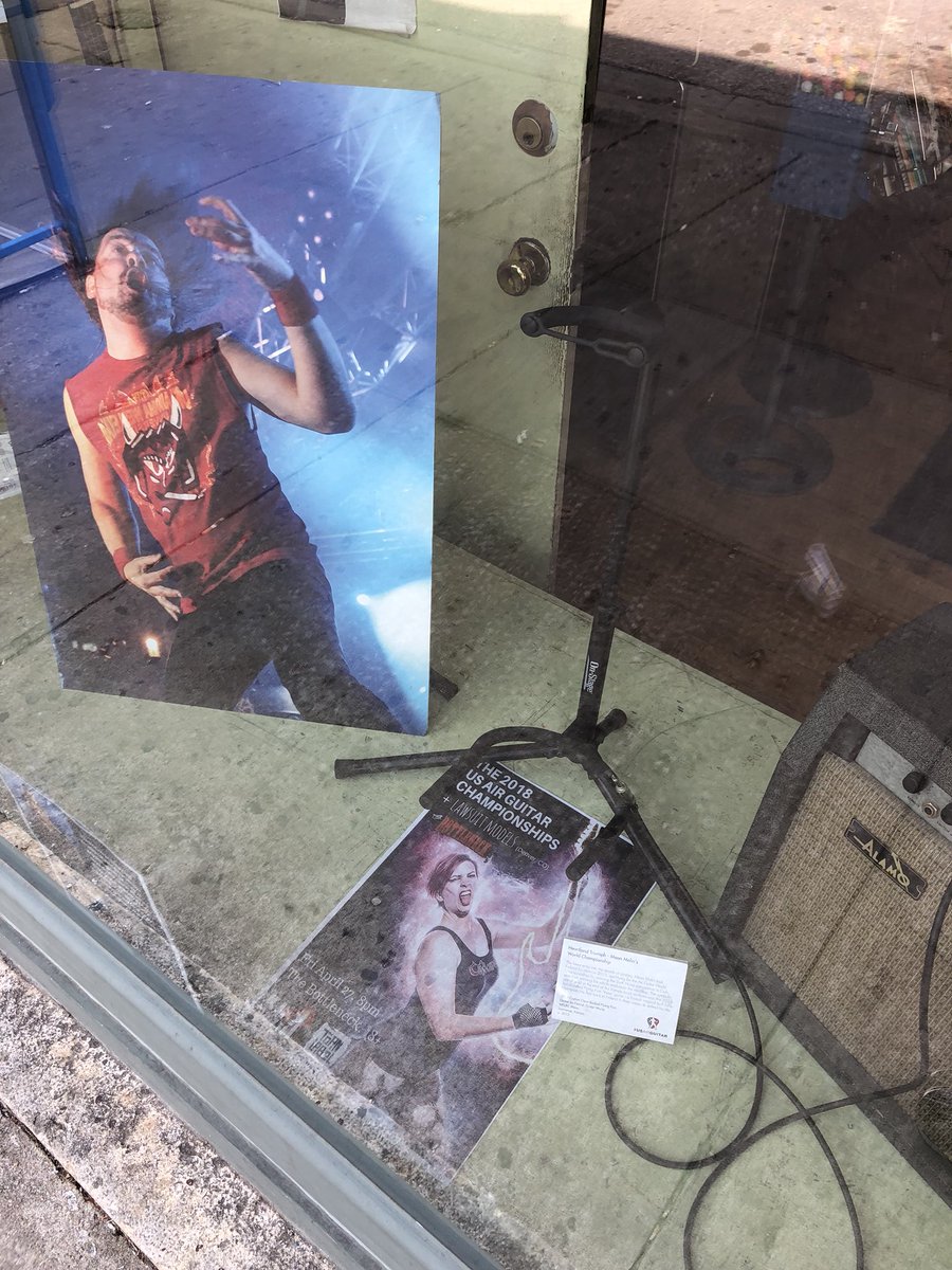 Saw this legit air guitar on display in #LFK. Honestly, it was longer than I expected. #USAirGuitar is coming to <a href="/TheBottleneck/">The Bottleneck</a> April 27. Be air, or be square.