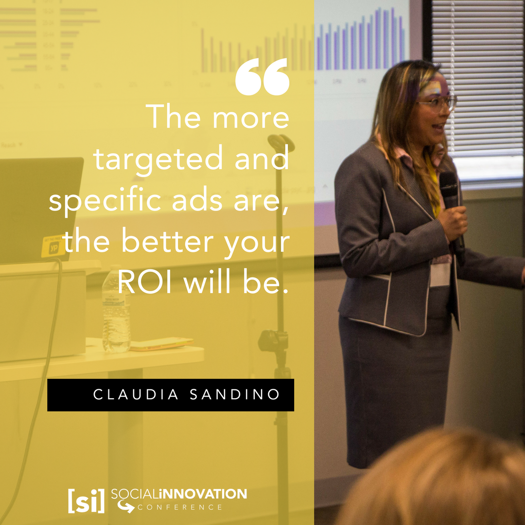 chattsocialxd's tweet photo. "The more targeted and specific ads are, the better your ROI will be." - Claudia Sandino #ChattSocialXD #hashtagityo https://t.co/7RMfwwQWik