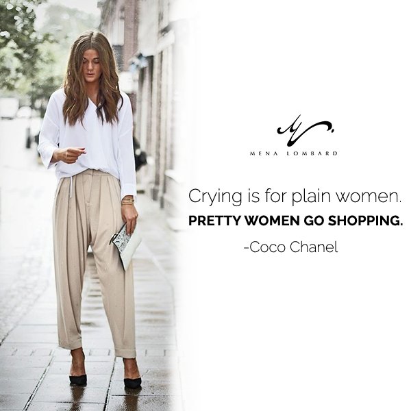 menalombard's tweet photo. “Crying is for plain women. Pretty women go shopping.” 
— Oscar Wilde https://t.co/lEKQ9UByTu