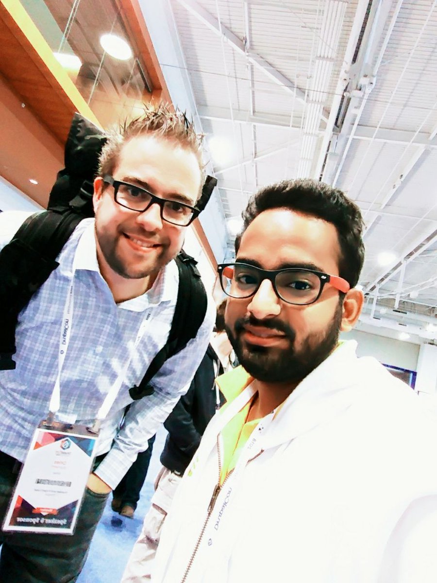 Srijan's tweet photo. The #DrupalCon mandatory selfie with @Dries, and a #codesprint: for @KapilKataria10 that's @DrupalConNA done right.
#DrupalCon2018 https://t.co/7rEcMcwHzH