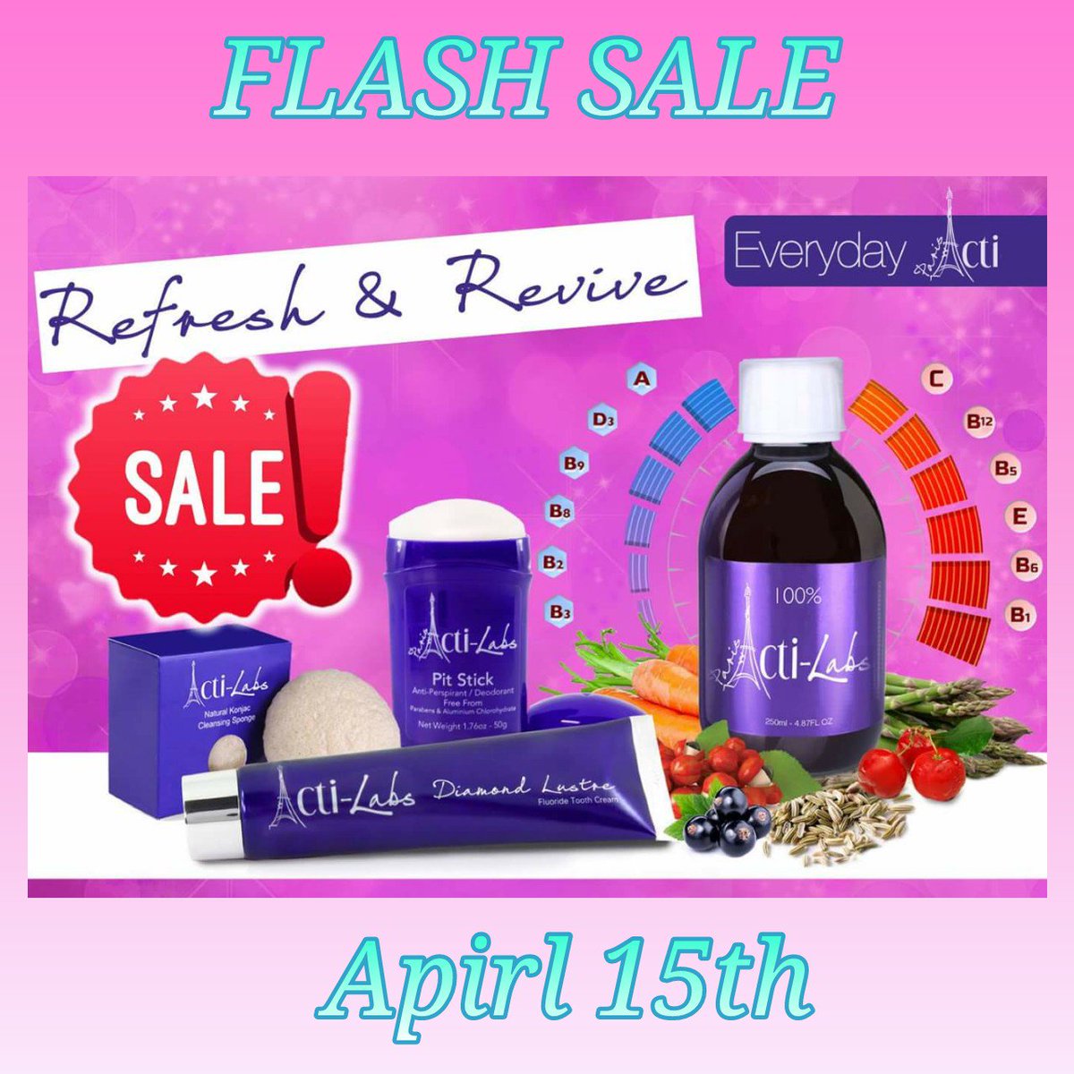 acti_melodi's tweet photo. ☇Flash Sale ☇

Pit Stick - Aluminum FREE deodorant stick
Diamond Lustre Tooth Cream - daily care while restoring natural whiteness
Konjac Sponge - Natural cleansing sponge 
100% 250ml - liquid daily vitamins for a 100% better day.

Special Offer price £20 / $27.50 / $37cad https://t.co/jMHQY3ePoc