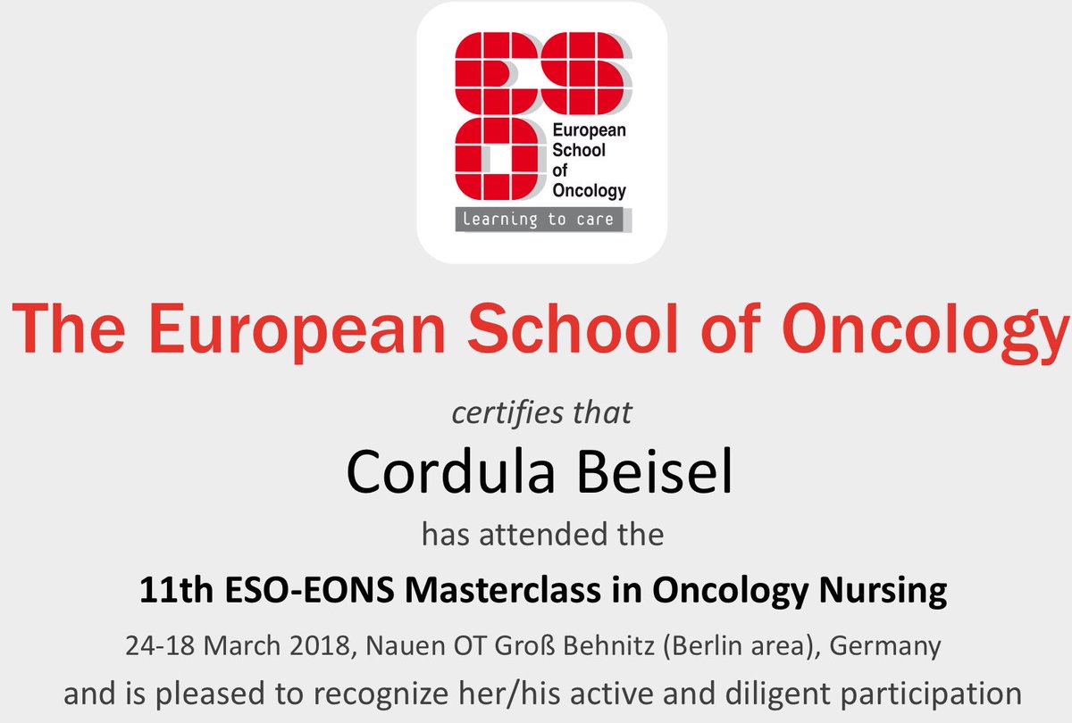 CorBe777's tweet photo. βA good nurse is always learningβ - just finished the last official task of 11th ESO-EONS Masterclass.
Getting a big smile on my face and warm feeling as soon as I remember this amazing days with great colleagues from πͺπΊ@cancernurseEU @ESOncology #18MON https://t.co/FanunyLNPE