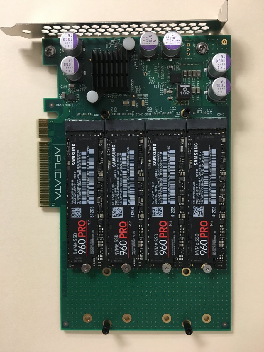 Thanks to <a href="/SamsungUS/">Samsung US</a> SSD and <a href="/aplicata/">Aplicata</a> I get some speedy storage on my new setup. It is now @NerdPyle plaid speed but I have a budget of much smaller scale. I would prefer the x16 board but my MB doesn't support bifurcation I am pretty sure.