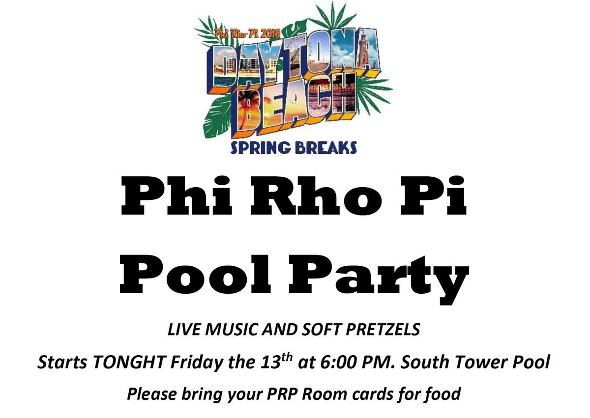 PhiRhoPi's tweet photo. 6:00 PM TONIGHT

#phirhopi2018 #springbreaks https://t.co/LALT6WkkWm