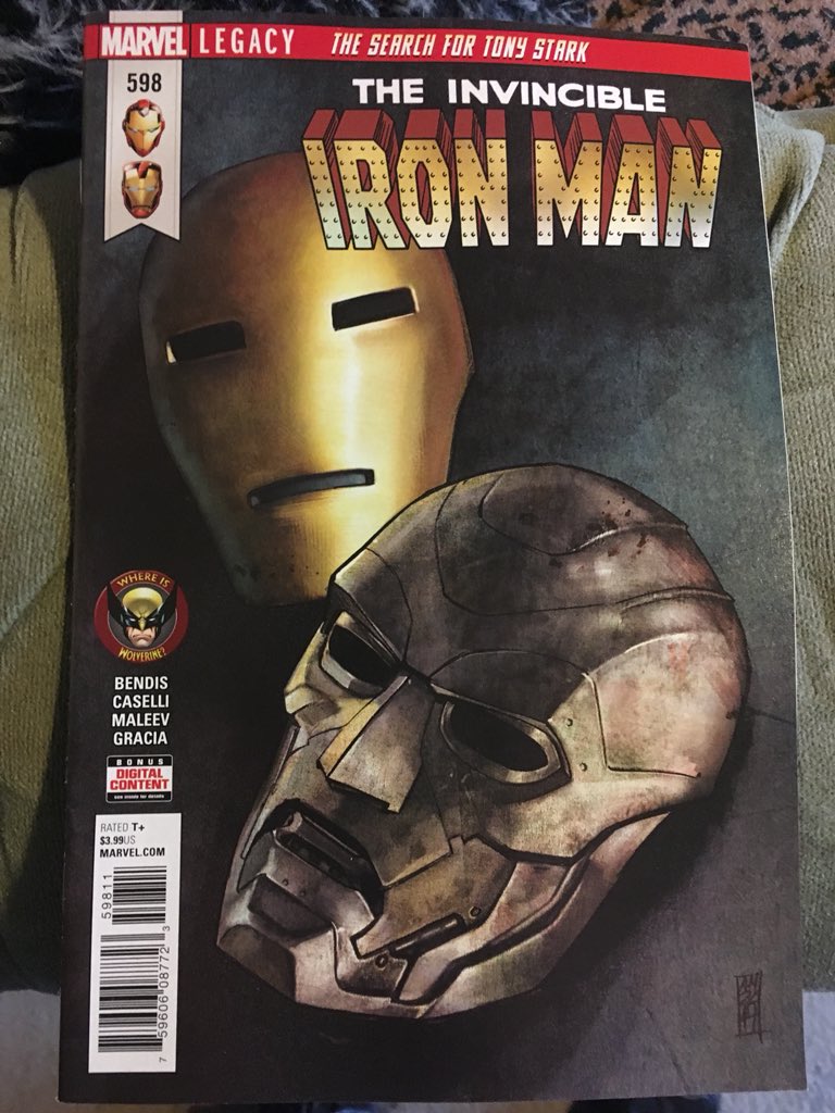 Today’s comic is #TheInvincibleIronMan ,by @BRIANMBENDIS and @St3Caselli ,@alexmaleev ,@Marvel .A big fan of all things Bendis.#MarvelLegacy #TheSearchForTonyStark #IronMan #Comicbook #comics .
