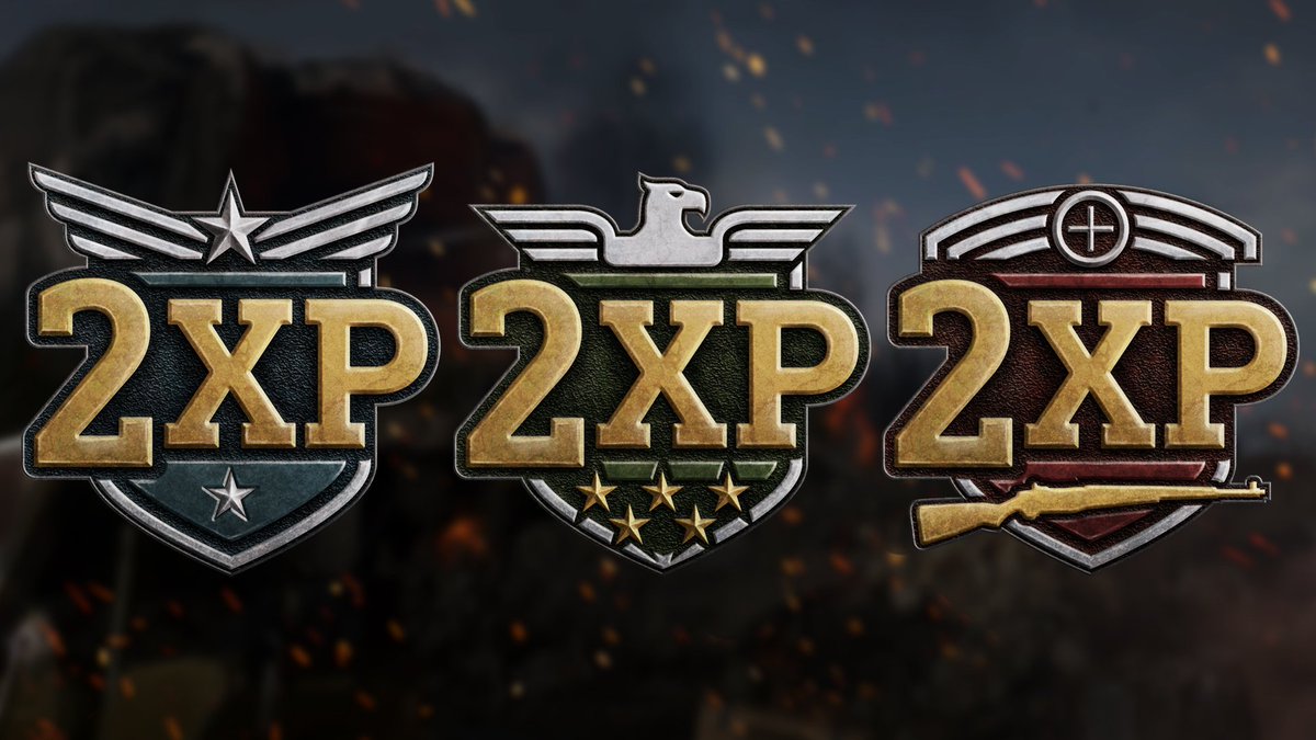 SHGames's tweet image. TRIPLE DOUBLE WEEKEND!

#CODWWII Playlist Update April 13:

#2XP, #2WeaponXP, #2DivisionXP on all War Machine Moshpit Playlists (PS4)
#2XP, #2WeaponXP, #2DivisionXP on War Mode (All platforms)
#2XP on #WWIIZombies (All platforms)

Enjoy until 10AM PDT on Monday, April 16!