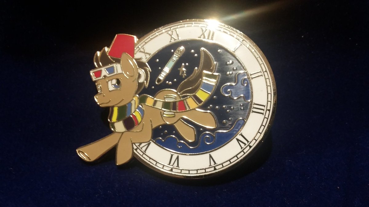 12th hour is ticking now on Friday the 13th and my new Doctor Whooves pin is available at Booth 16 at @WhinnyCityPonyCon