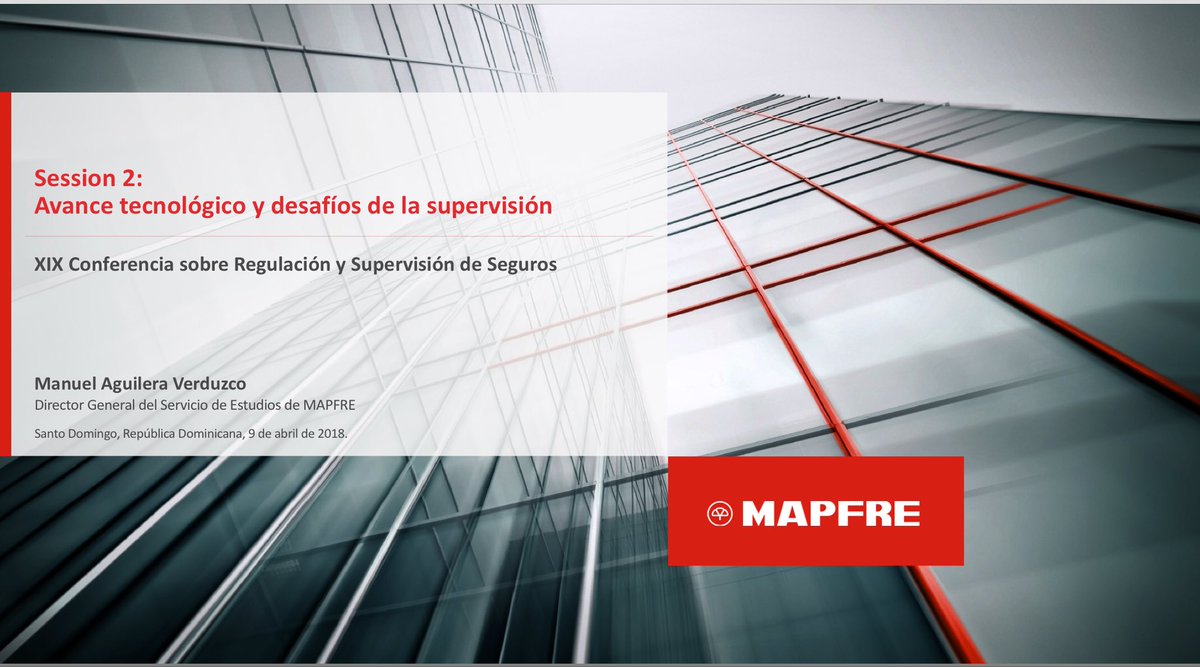 ManuelAguileraV's tweet photo. Un placer participar en la “XIX Conferencia sobre Regulación y Supervisión de Seguros” organizada por la #ASSAL, #IAIS y la @SuperSegurosRD, presentando la visión del Servicio de Estudios de @MAPFRE sobre avance tecnológico y desafíos de la supervisión. https://t.co/mkpq27NAo0 https://t.co/y0WA46AkAJ