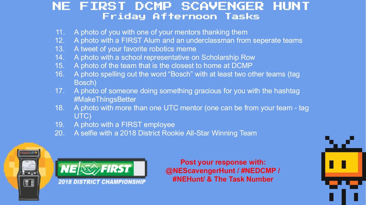 Here's the ten afternoon #NEHunt tasks! <a href="/NE_DCMP/">NE DCMP</a> #NEDCMP