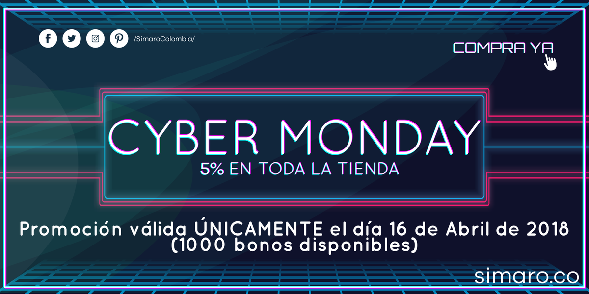 SimaroColombia's tweet photo. Llega el Cyber Monday a #Simaro 👉🏻 https://t.co/7TdEye643D Descuentos en toda nuestra tienda 🤝🏻 @SimaroColombia #SimaroColombia #CyberMonday #CyberLunes #ECommerce #Novedades #Compras #Regalos #Descuentos #SimaroCo 🇨🇴 #LoEncontramosPorTi #SimaroBr 🇧🇷 #SimaroMx 🇲🇽 https://t.co/BkBc9QadSS