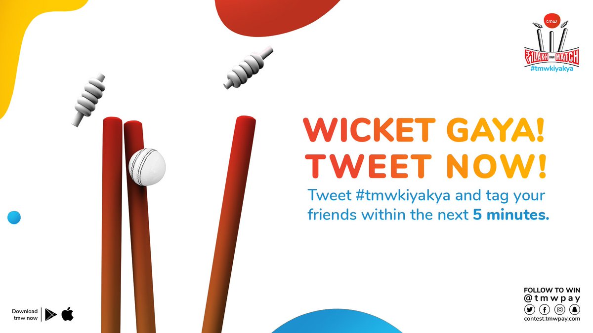 ☝🏻That’s another wicket! That makes it the 4th wicket of the innings. Tweet #tmwkiyakya and tag your friends within the next 5 minutes to win!

#T20 #Contest #PlayNow #WicketGaya