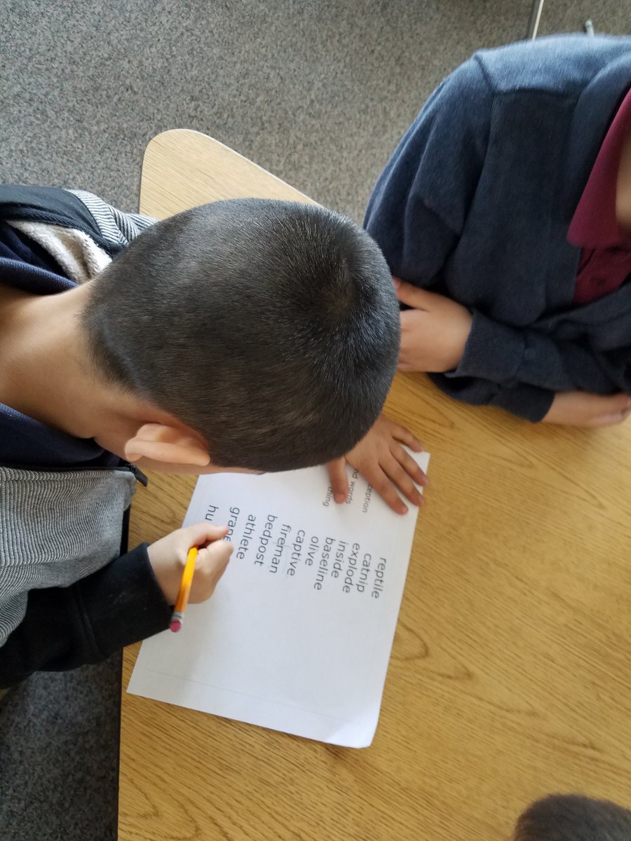 andysclass's tweet photo. Teams doing round robin, marking examples of our spelling rules in a word list. #kaganchat #weareNES https://t.co/RltSf2d1Tu