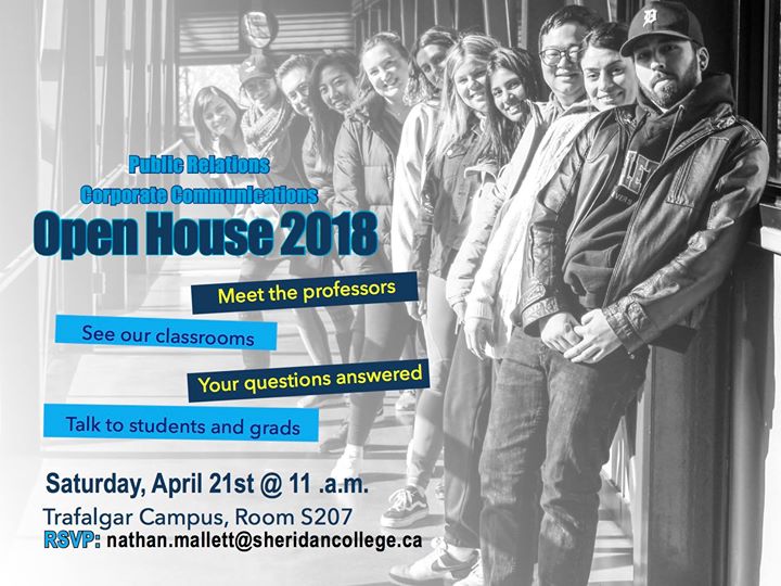 the_ssu's tweet photo. Sheridan's Public Relations - Corporate Communications program is hosting an open house and you're invited! You'll get to meet professors, talk to current students &amp; hear from Sheridan PR alumni. Be sure to RSVP, or stay connected by following @sheridan_PRCC #PRCCCLASSOF2019 https://t.co/SOQ1yZucKB