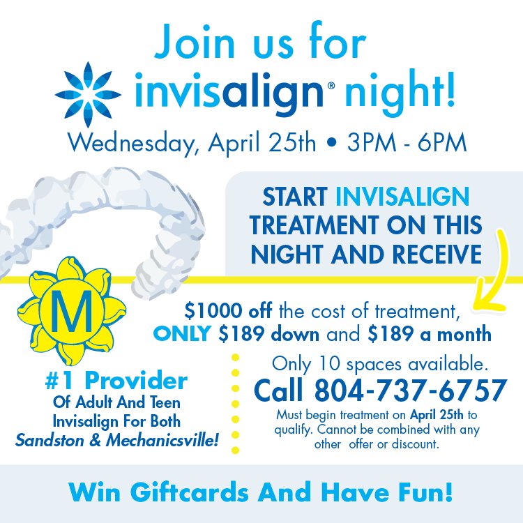 MonacellOrtho's tweet image. Call today to be a part of our Invisalign Night on April 25th! We can't wait to see you! Discounts, prizes and more!
#monacellorthodontics #invisalignnight