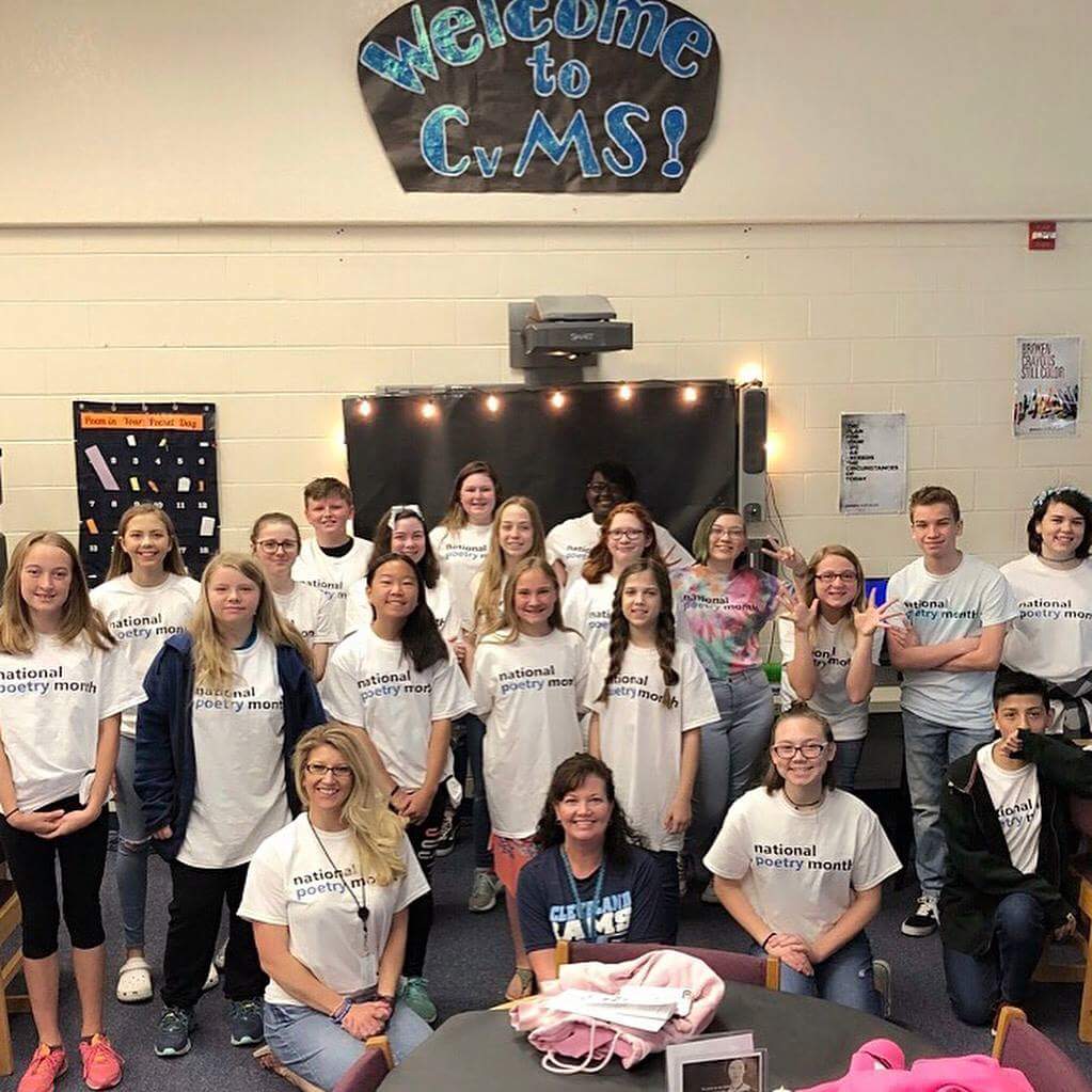 teach27529's tweet photo. Today's Poetry Slam was a huge success thanks to Mrs. Wamble and the amazingly creative minds of our students! #cvmsrams https://t.co/IKeBTlIhQB