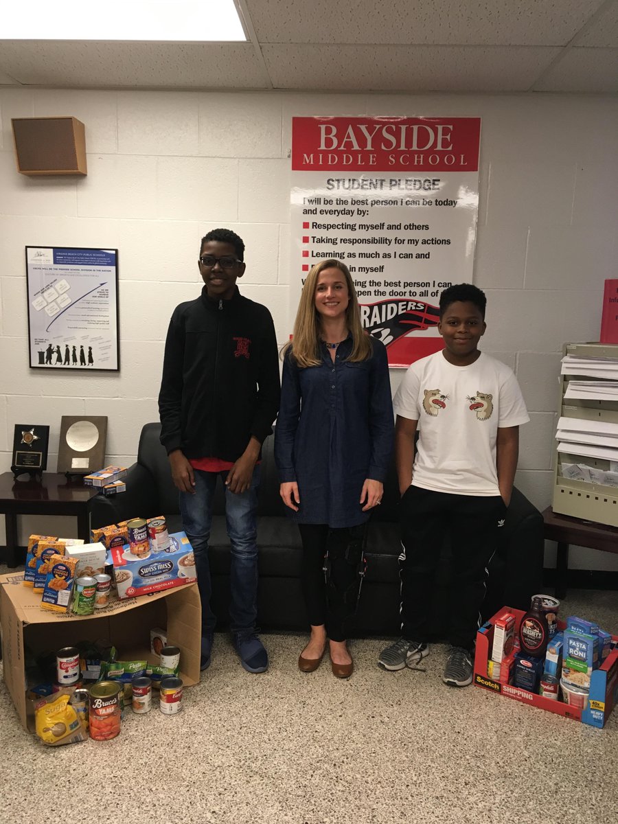 Grade5Schneider's tweet photo. "Give what you https://t.co/67khYpzePh someone it may be better than you dare to think." Henry Wadsworth Longfellow
Bayside MS PBL held a food drive for Seton Youth Shelters! Goal: Identify, then help solve a community problem! @SetonYouth85 @VBGifted @BaysideMSVBCPS @MsPeeJay https://t.co/zsssmoNBgx