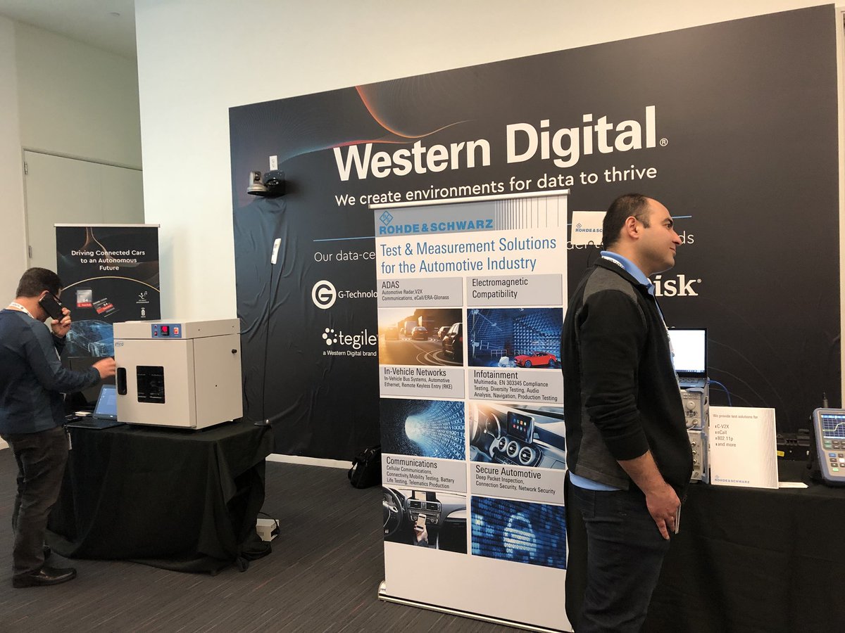 charlenewan's tweet image. Live demos by @RohdeSchwarz &amp;amp; @WesternDigiEdge at #AutonomousVehicles by @autotechcouncil &amp;amp; @telecomcouncil #AutonomousDriving #datamakespossible
