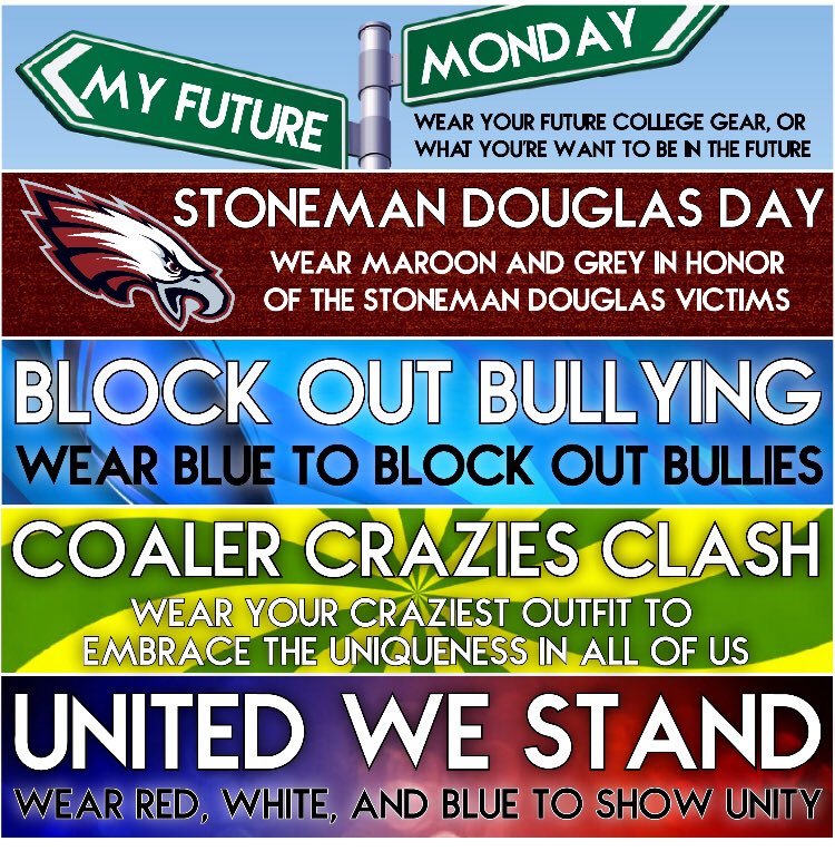 Next week’s activities for Up and Out Week.