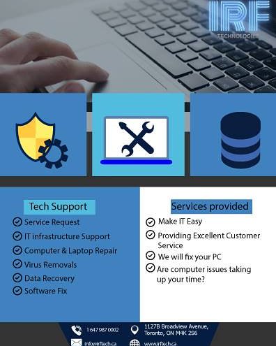 infouser786's tweet image. IRF TECHNOLOGIES
#itsupport#irftech#helpdesk#services #fixyourpc#techsupport
Web:irftech.ca Email:info@irftech.can Contact:6479870002