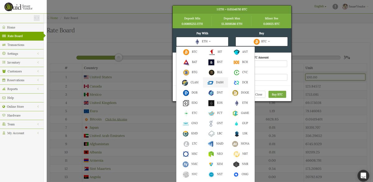 QuidPOS's tweet photo. Play with the ultimate real-time, interactive, rateboard!

Now with instant #cryptocurrency trades powered by @ShapeShift_io

Find the #ExchangeRate of an #altcoin to any of 165 international #currencies - add commission - calculate exact amounts!
https://t.co/Ll8vMWw6g7
#GetQuid https://t.co/ptiIO9lBRo