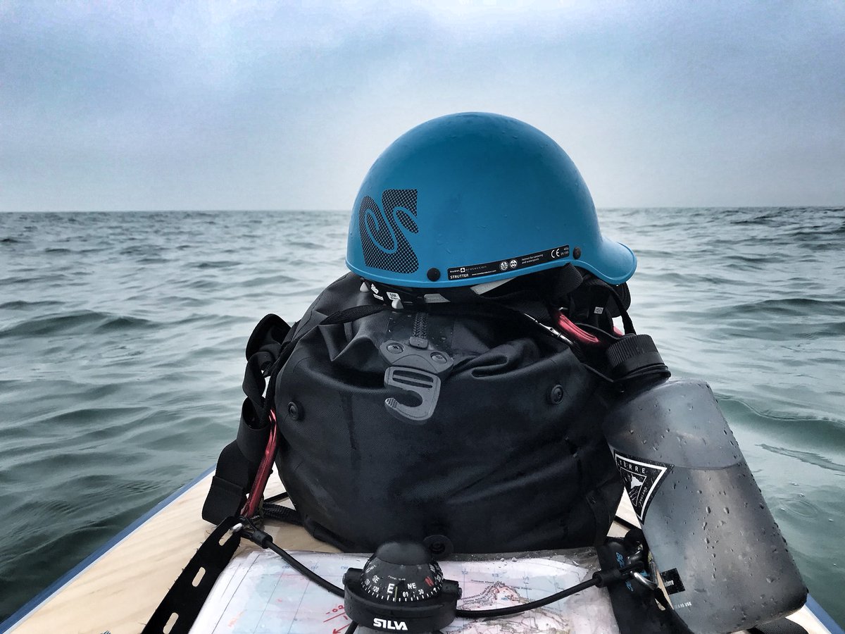 Day 40 - Early start today, big thank you to Chris &amp; Roger at <a href="/RNLIFishguard/">Fishguard RNLI</a> for helping me to launch. Had a superb paddle, not much view sadly but incredibly atmospheric. Len came to see me in his fishing boat and gave me some extra intel. Saw a seal and some dolphins.