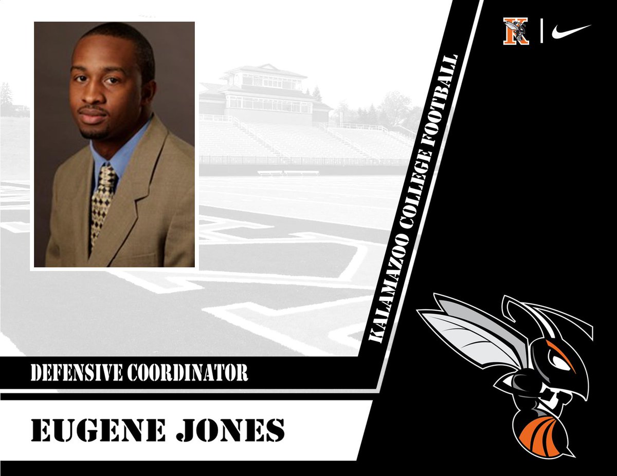 Hornet family please join us in welcoming our new defensive coordinator Eugene Jones! hornets.kzoo.edu/sports/fball/2… #CoachJones #Swarmtheday