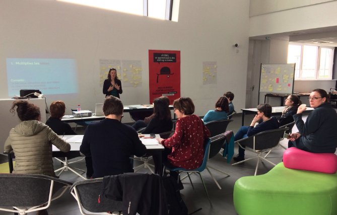 mathgardien's tweet photo. Fin d'une première journée intense au #Orienthackathon2018 du côté de Brest ! Un vrai marathon pour créer des solutions numériques pour l'orientation des élèves. Animation en simultané avec @jules_zimm à Rennes, RDV demain matin pour la suite, 2 beaux projets prometteurs! https://t.co/JwkbnEvjer