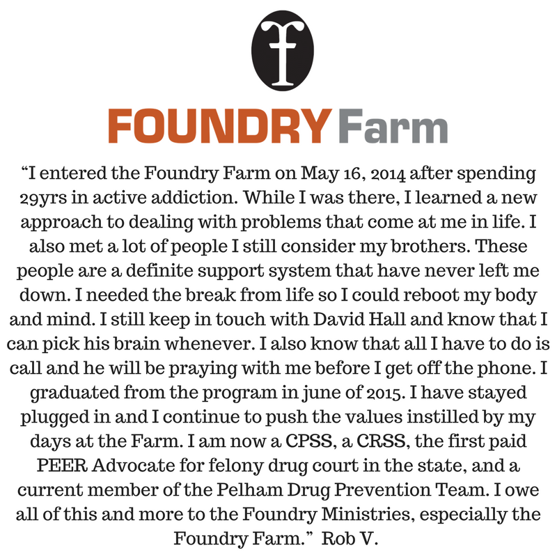FoundryFamily's tweet photo. Rob V. shares a powerful testimony about how his life was permanently transformed at our beautiful 65 acre #FoundryFarm in #CullmanAL. #ReshapedLives https://t.co/1WpZfxtZUy