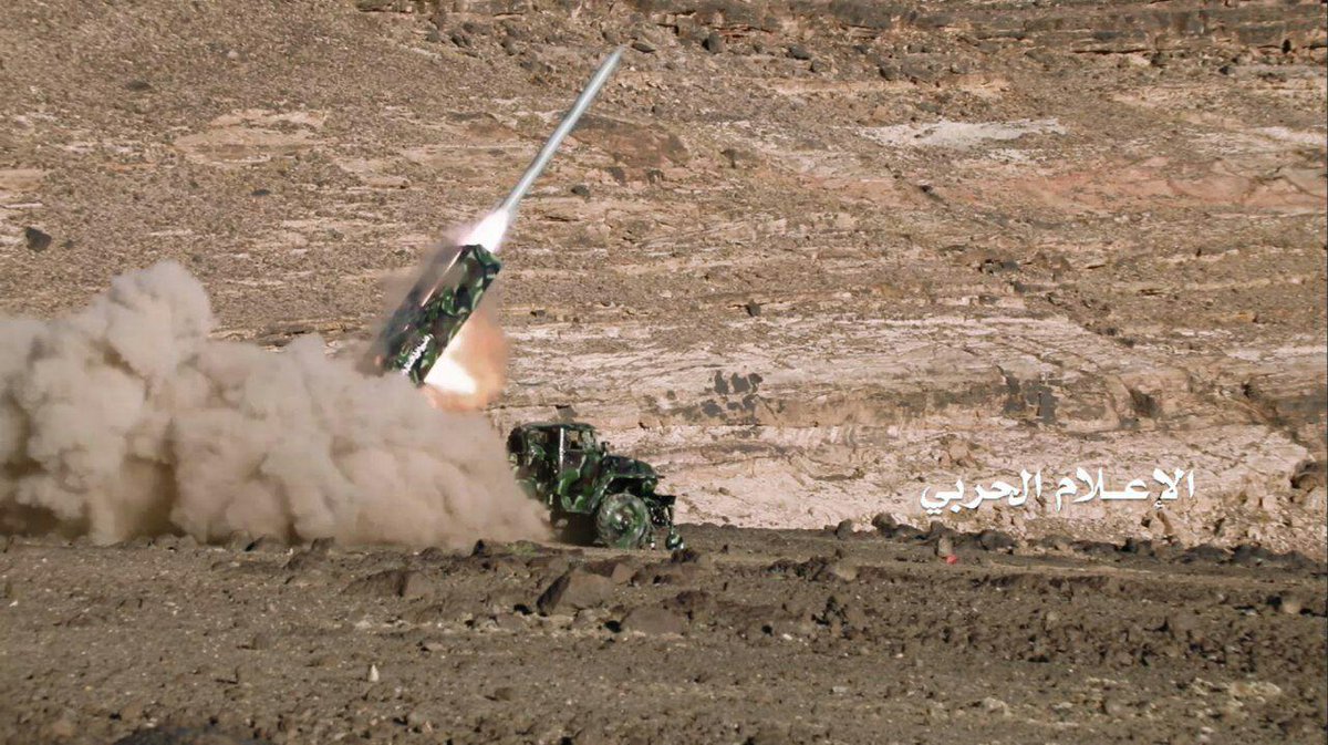 Mohalihk3's tweet photo. Rocketry Force targeted the Al-Faisal Military City in #Jizan by a ballistic missile, #Badr1.
#3Years_Defeating_Saudi_Army https://t.co/qk4CE6oEDT