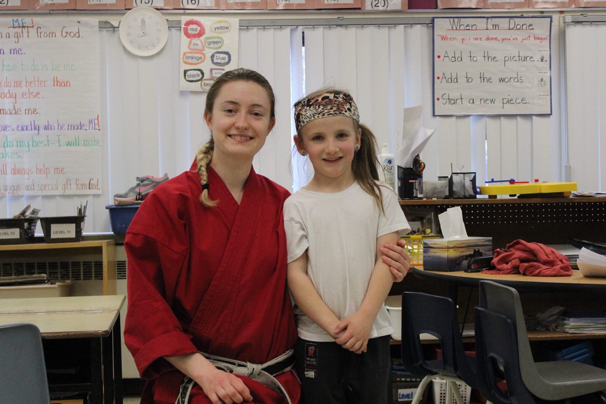 RMAKarateCentre's tweet photo. Sensei Tressa visiting the school of an #rmakarate student to talk about #karate #martialartslessons https://t.co/4INAIh583Y