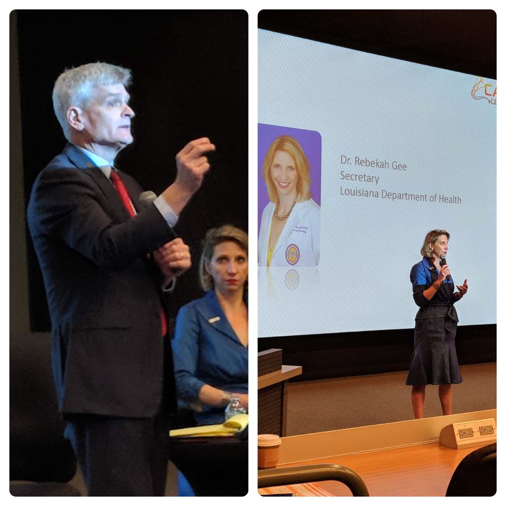 HHSCTO's tweet photo. In LA for the #cajuncodefest with @BillCassidy and @rebekahgeemd. Both are old friends and great leaders in the fight against the opioid epidemic. Today we are looking at how to use data to make progress &amp; save lives https://t.co/vS9TFhXCik