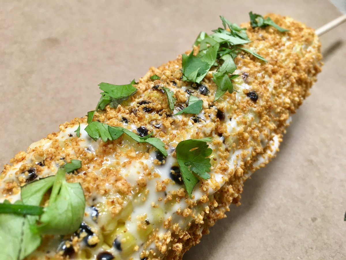 New Menu Item Feature: MEXICAN STREET CORN!
Lime Crema, Cotija Cheese, and Cilantro on a fresh grilled ear of corn. $2