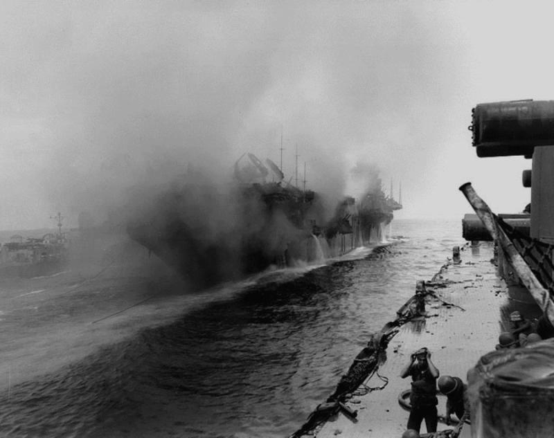 Stunning Image of USS Bunker Hill on 5/11/1945 