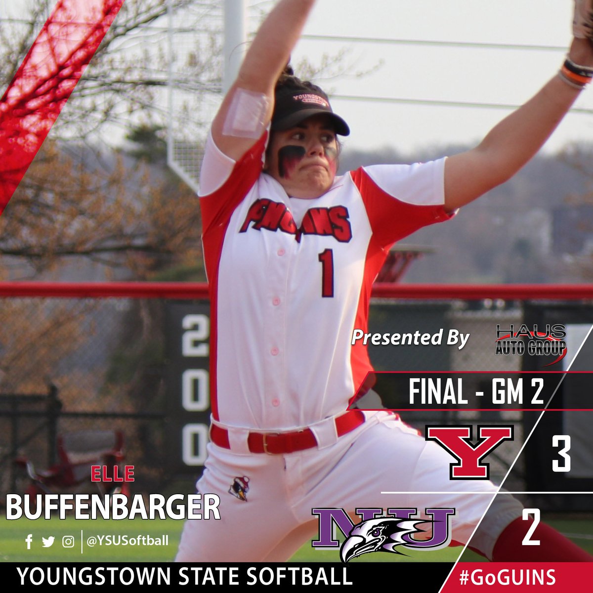 Final Score: YSU 3, Niagara 2

Elle Buffenbarger tossed a complete game with 7 Ks.

Yazmime Romero had three hits