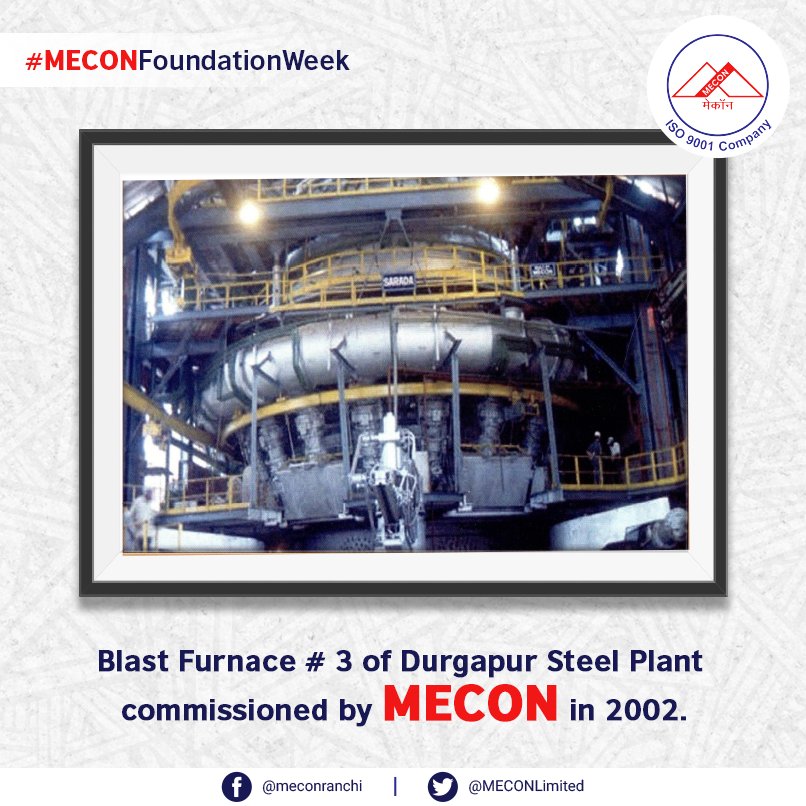 MECONLimited's tweet photo. #MECON was turnkey contractor for reconstruction work of Blast Furnace # 3 of Durgapur Steel Plant, having capacity of 1400 m3.
#MECONFoundationWeek @ChBirenderSingh @SteelMinIndia @vishnudsai @CMDMECON @PMOIndia @DSPSAIL1 @SAILsteel @PIB_India https://t.co/XO8DWCuhEa