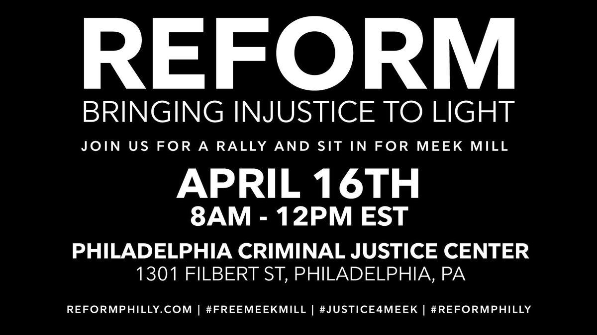 MeekMill's tweet photo. PHILADELPHIA – Join thousands of community members, elected officials, celebrities, and professional athletes this MONDAY from 8a - 12p to stand up for criminal justice reform and support. #FreeMeekMill #Justice4Meek #ReformPhilly Learn more: https://t.co/pfEGJsPIlC https://t.co/G7X3R6yxof