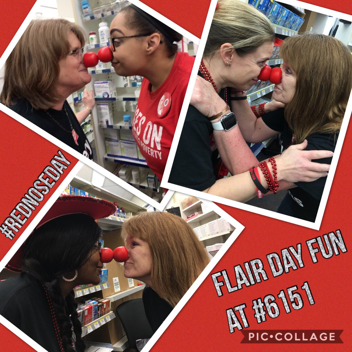 Eebrowam's tweet photo. Flair Day fun at 6151!! #RedNose #NosesOn @A15_Walgreens @Walgreens6151 https://t.co/smqoKg6yiY