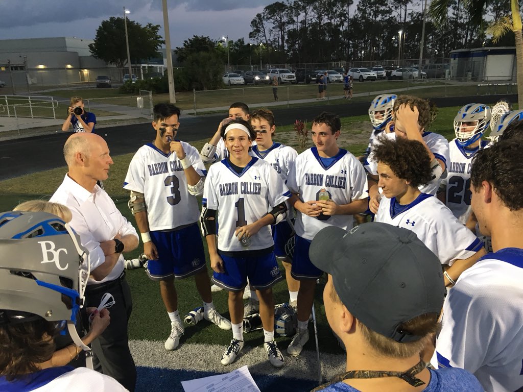 BarronCollier's tweet photo. Governor Rick Scott and his wife visits with the BCHS Lacrosse team at halftime.  #bcnation #ccpssuccess https://t.co/NdBLgesmLk