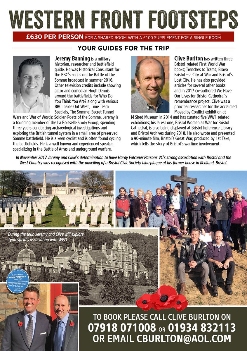 Following the success of the last two year's tours here are details of 2018's #WW1 Battlefield Tour, ‘Western Front Footsteps’ from 28 September – 1 October 2018: jeremybanning.co.uk/2018/04/13/new…. Come along for a fabulous trip. RTs most gratefully accepted!