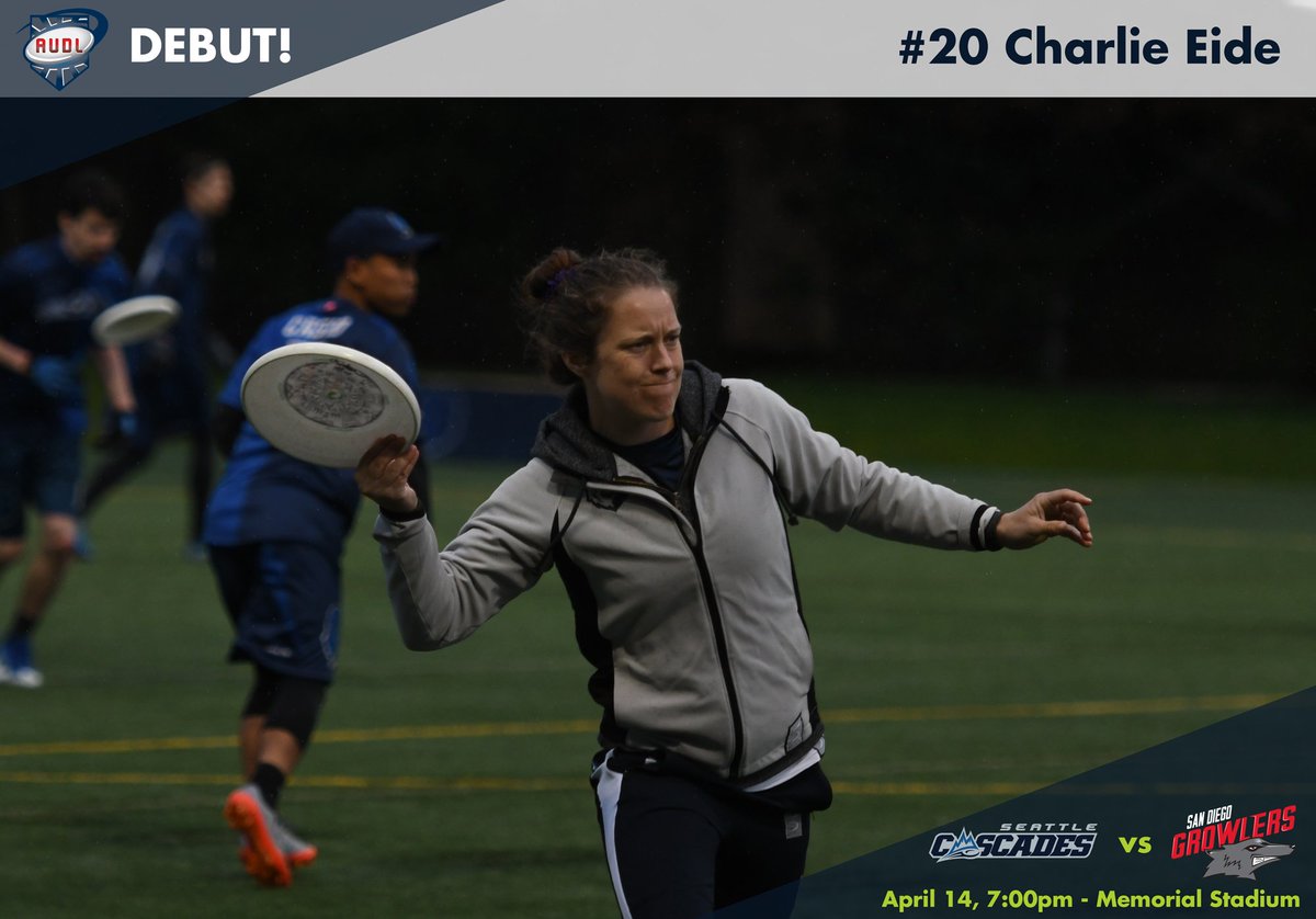 SeattleCascades's tweet photo. #20 Charlie Eide @theAUDL debut! Saturday night, 7:00pm, Cascades vs @SDGrowlers at Memorial Stadium, under the @space_needle https://t.co/v7Jww1r6AW