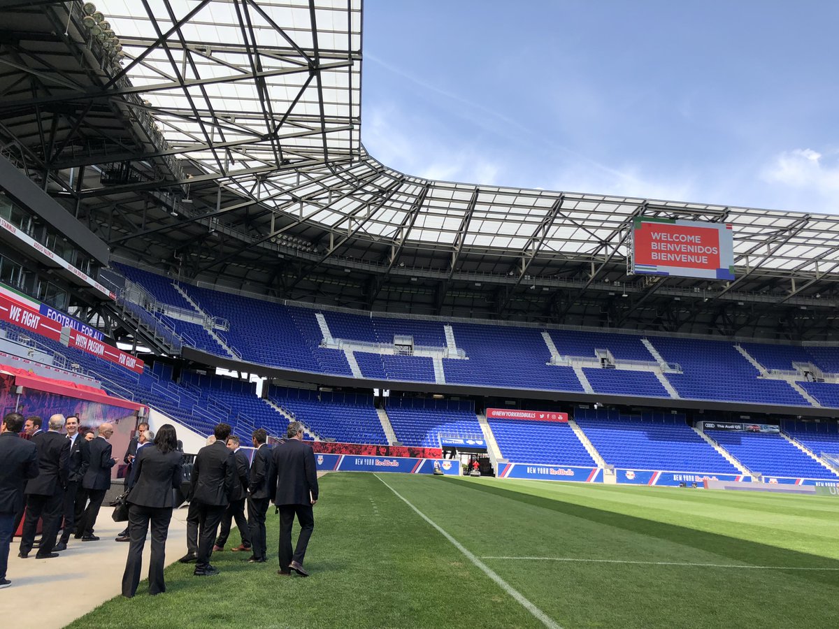 united2026's tweet photo. New Jersey! Just arrived at @RedBullArena, home to the @NewYorkRedBulls, &amp; an official training site for the 2026 World Cup. What 👏 A 👏  Ground 👏 #FIFATour2026 #Unity2026 #Certainty2026🇨🇦🇲🇽🇺🇸 https://t.co/eucuGTeame