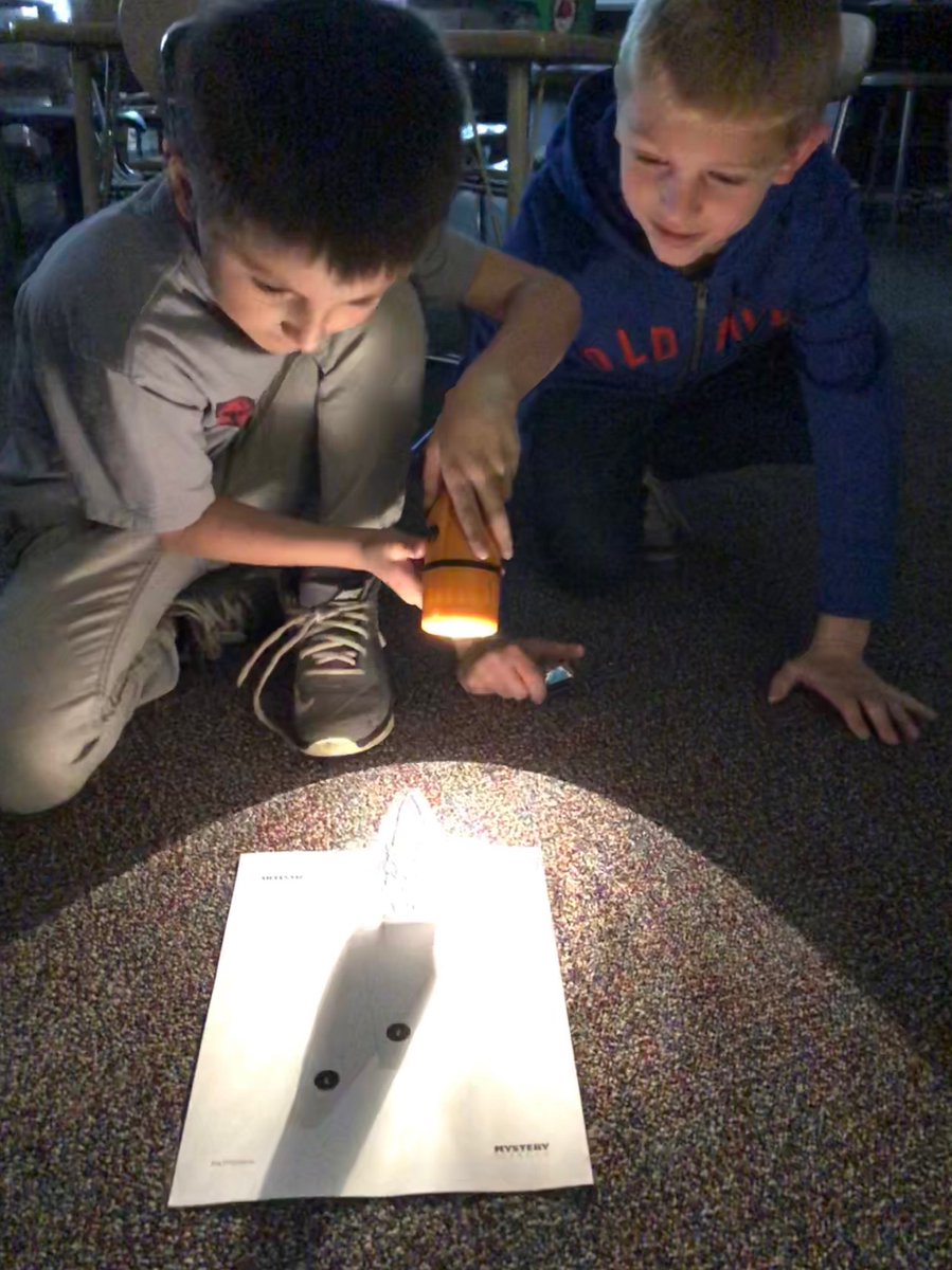 MrsKosky's tweet photo. Thank you @MysterySci for a great shadow lesson! We loved learning that it’s the sun’s rotation that makes a statue move 👍🏻  🔦   #kanelandkss #kaneland302 https://t.co/AsClFprKjs