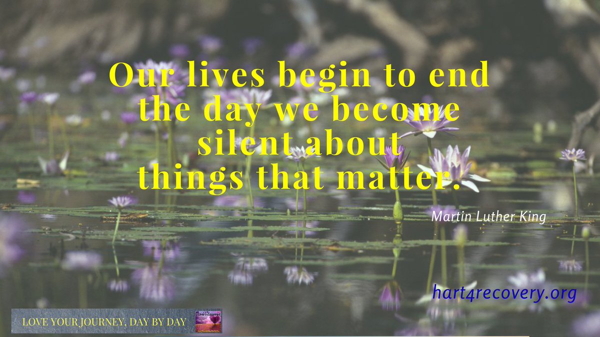 Hart4Recovery1's tweet photo. Our lives begin to end the day we become silent about things that matter. – MLK
#H4R #healingispossible #mentalhealth #positiveattitude #behavioralbalance #rescueyourself #starttoday #loveyourjourney https://t.co/RG9uvgmIIi https://t.co/of7sTjWxbu