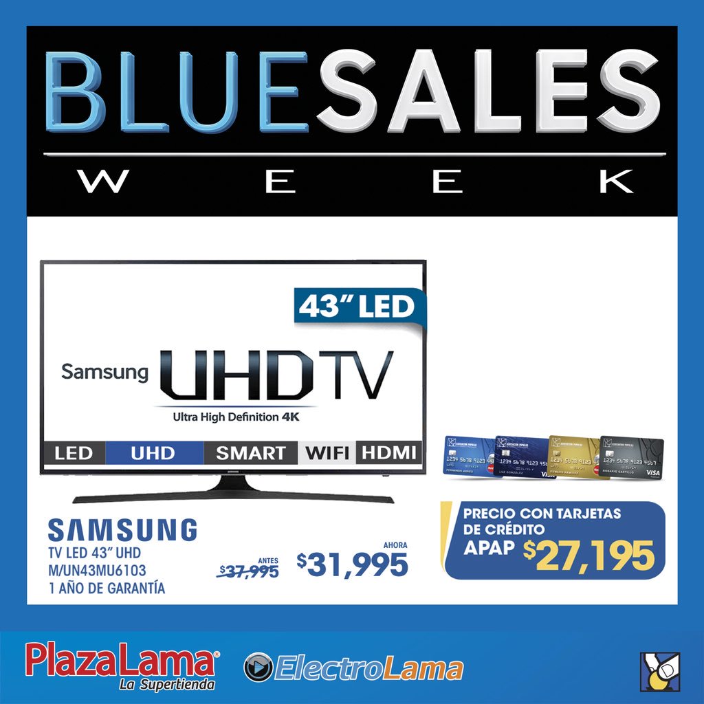 AsocPopular's tweet photo. Del 9 al 15 de abril 2018, aprovecha las ofertas del Sales Week de Samsung, hasta un 15% en caja y un 15% de cashback adicional en todos los productos de la marca con tus
#TarjetasDeCréditoAPAP en @PlazaLama y #ElectroLama.
https://t.co/p7kJVWSTKd https://t.co/A7XpeRQOIA